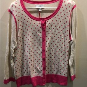 Elle XL cream and pink sweater.